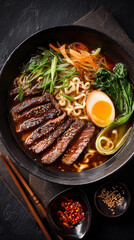 Korean Gochujang Steak Ramen Top View