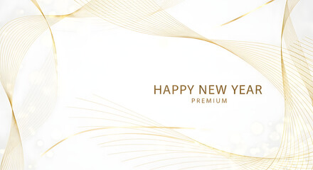 Luxurious abstract background featuring elegant golden wavy lines and subtle glitter, perfect for festive celebrations, holiday cards, and upscale event invitations