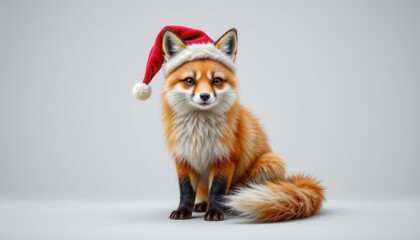 high resolution isolated object on pure white background featuring a christmas themed arctic fox with unique seasonal styling, distinct textures, and imaginative festive detailing..