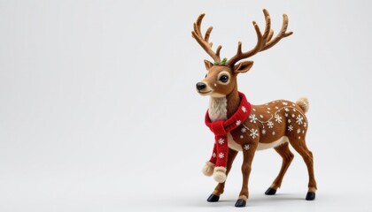 high resolution isolated object on pure white background featuring a christmas themed reindeer with unique seasonal styling, distinct textures, and imaginative festive detailing..