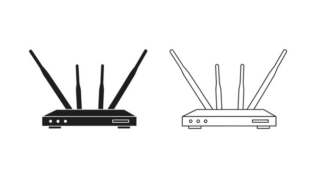Two wireless router icons one solid black and one white outline