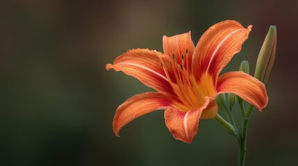 Fototapeta premium Vibrant Orange Lily Flower with Striking Petals and Soft Background, Perfect for Nature and Floral Photography Projects
