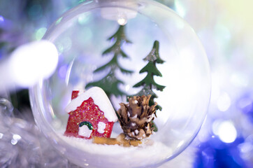
Christmas tree toy house, tree, pine cone