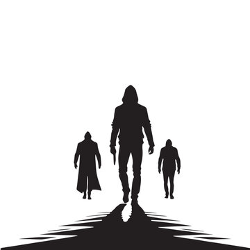 Black shadow entities Silhouette Vector, High Quality Illustration on White Background