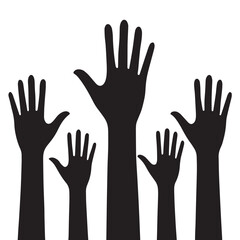 Black set of hands Silhouette Vector, High Quality Illustration on White Background