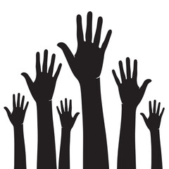 Black set of hands Silhouette Vector, High Quality Illustration on White Background