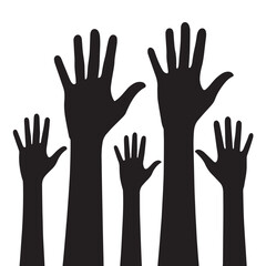 Black set of hands Silhouette Vector, High Quality Illustration on White Background