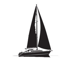 Black sailing Silhouette Vector, High Quality Illustration on White Background