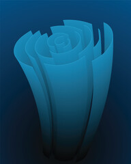 Abstract vector background design of circular lines blooming blue gradation