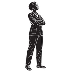 Black social work Silhouette Vector, High Quality Illustration on White Background