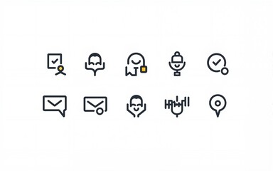 Collection of digital communication and support icons for online customer service. High quality