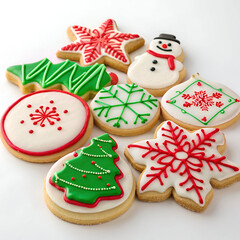 Homemade christmas cookies with spices photography frame border isolated on white background