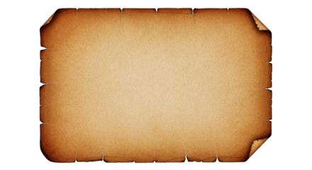 Aged parchment scroll isolated on transparent background