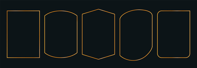 Thin set gold elegant luxury frames. Vector simple line gold border square. Premium design template for card, cosmetic, wedding, gala invitation.