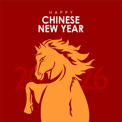 chinese new year poster template year of the horse vector illustration