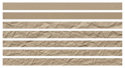 Collection of brown paper textures isolated on transparent background