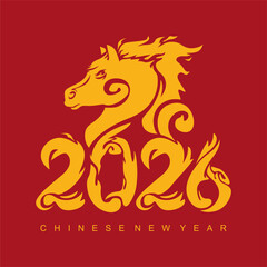 chinese new year poster template year of the horse vector illustration