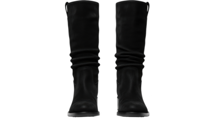 Pair of black slouch boots with flat soles black boots women's boots