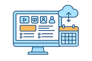 Online learning dashboard showing course scheduling and cloud data synchronization