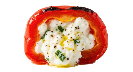 Stuffed Red Bell Pepper with Cheese and Herbs on Black stuffed pepper ricotta