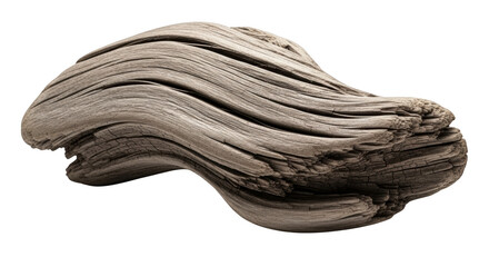 Weathered Gray Driftwood Piece with Detailed Texture on Black natural