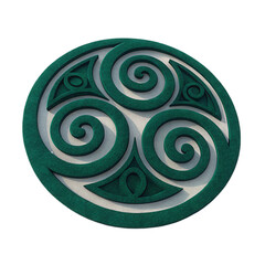 Intricate circular design features elegant spirals and geometric shapes, set against transparent background, creating captivating visual effect