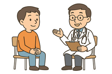 Obraz premium Doctor consulting with a male patient during a medical examination or checkup appointment in the clinic