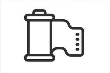 Fototapeta premium Minimalist representation of a roll of photographic film and canister for camera and photography concepts