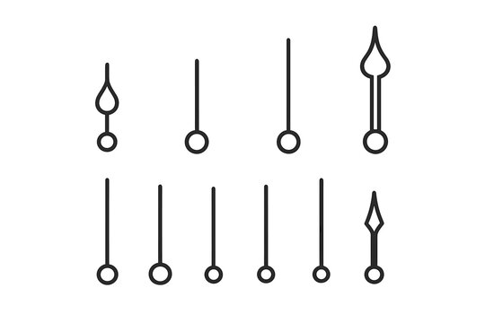 Minimalist outline clock hands and watch pointers set for interface design