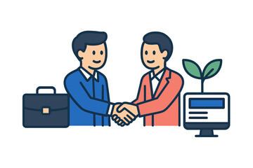 Professional businessmen shaking hands symbolizing partnership and business growth