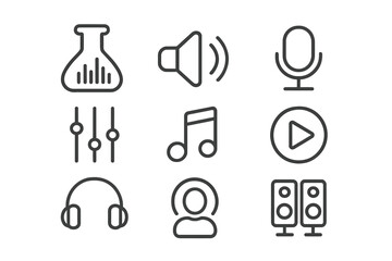 Essential symbols for audio sound music media playback and recording equipment