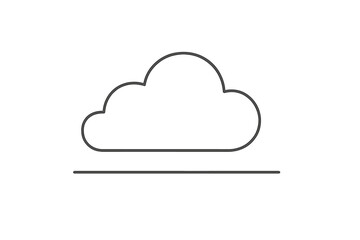 Simple outline cloud graphic above a horizontal line symbolizing weather and data storage