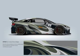 Modern   Racing Car Wrap Livery Design &ndash; Sport Car Side View Vector, livery design, vector file, eps10. printable file.