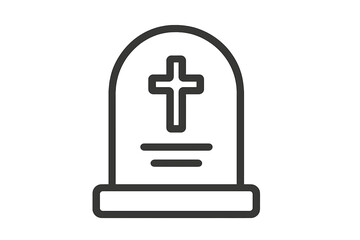 Obraz premium Minimalist outline symbol of a cemetery tombstone with a Christian cross