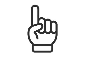 Hand gesture pointing index finger up indicating attention or one symbol