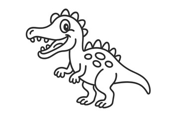 Cute smiling cartoon dinosaur character for coloring book or children's design