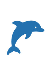 Blue dolphin silhouette jumping out of the water for marine life and ocean themes