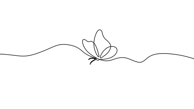 One line drawing Butterfly - minimalist line art