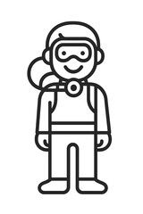 Happy scuba diver wearing a mask and oxygen tank ready for underwater exploration