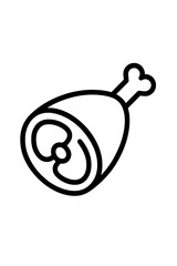 Large cut of meat on the bone, like a ham or poultry leg, used for cooking and butchery