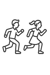 Man and woman running or jogging side by side symbolizing fitness and healthy movement