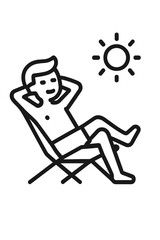 Man relaxing on a folding chair under the bright sun during summer vacation