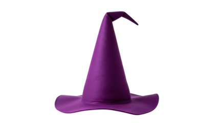 Purple witch hat with pointed tip on black background purple hat conical hat