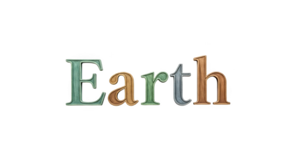 Textured letters spelling Earth on black background word lettering