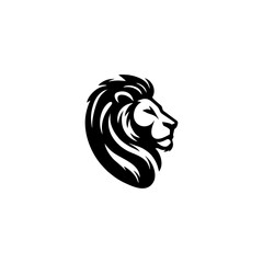 Fototapeta premium Simple Lion Head Silhouette Vector logo design. The Lion's Head Turns to the Side.