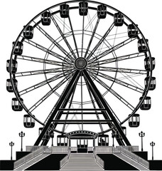 Detailed ferris wheel amusement park illustration