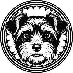 Dog Face Circular Emblem