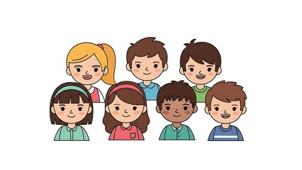 Diverse group of children portraits on white background