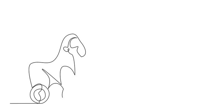 Animation of single line drawing of a strong gorilla pull toy on wheels. A unique childhood concept design that embodies classic wooden toys, jungle animal themes, and fun for kids. Full length motion