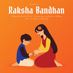 Happy Raksha Bandhan Festival Poster Banner Indian Sibling Love.